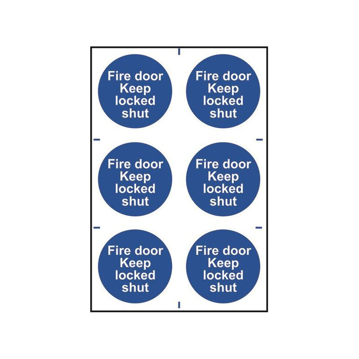 Scan Fire Door Keep Locked Shut - 6 PVC Signs 100 x 100mm Scan - Town Tools