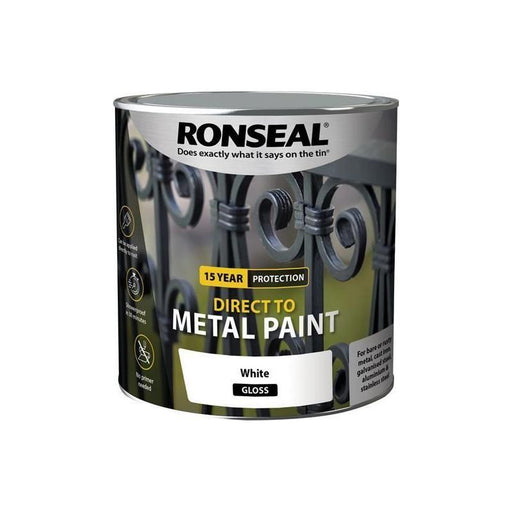 Ronseal Direct to Metal Paint White Gloss 2.5 litre Ronseal - Town Tools