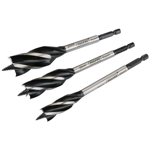 Draper Expert 4 Fluted Auger Bit Set, 165mm (3 Piece) - AB4F/B
