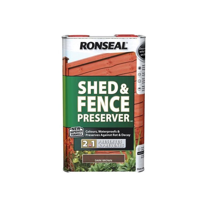 Ronseal Shed & Fence Preserver Dark Brown 5 litre Ronseal - Town Tools