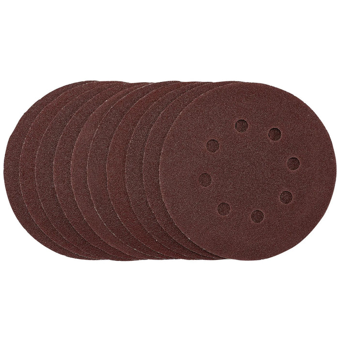 Draper Punched Sanding Discs, 125mm, Hook & Loop, 80 Grit, (Pack of 10)