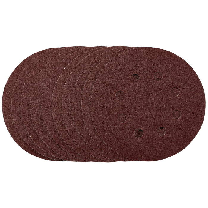 Draper Punched Sanding Discs, 125mm, Hook & Loop, 120 Grit, (Pack of 10)