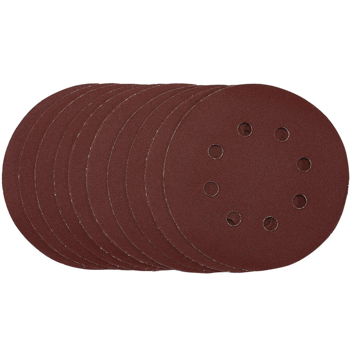 Draper Punched Sanding Discs, 125mm, Hook & Loop, 240 Grit, (Pack of 10)