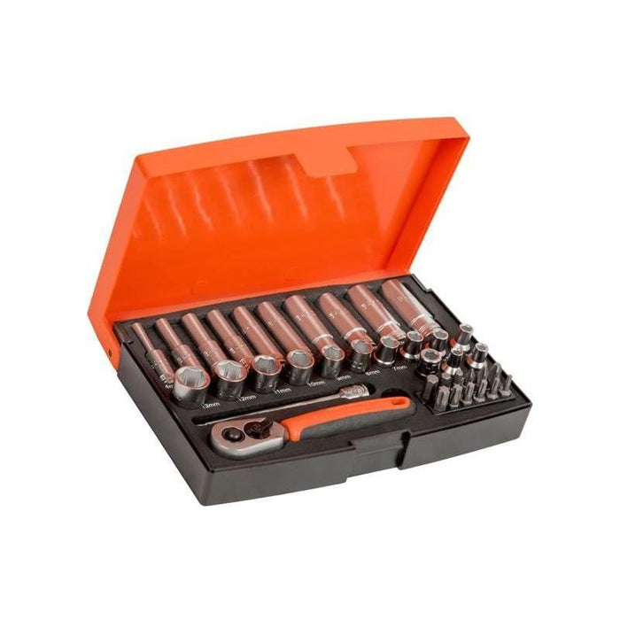 Bahco SL25L 1/4in Deep Drive Socket Set, 37 Piece Bahco - Town Tools