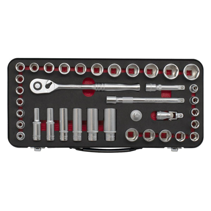 Premier Platinum Metric/Imperial Socket Set 3/8"Sq Drive 37pc Sealey Premier Platinum - Town Tools 