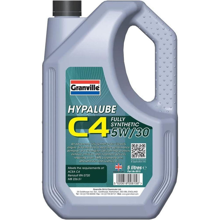 Granville Hypalube Fully Synthetic 5w30 C4 Engine Oil 5 Litre 5L