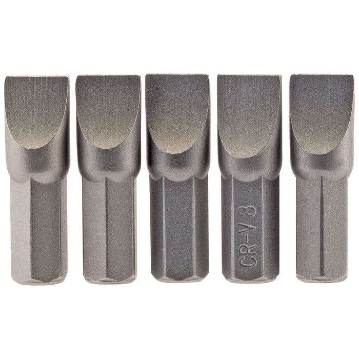 Draper Plain Slot Insert Bit, 8.0mm, 1/4" Hex, 25mm Long (Pack of 5) 64013 Draper - Town Tools 