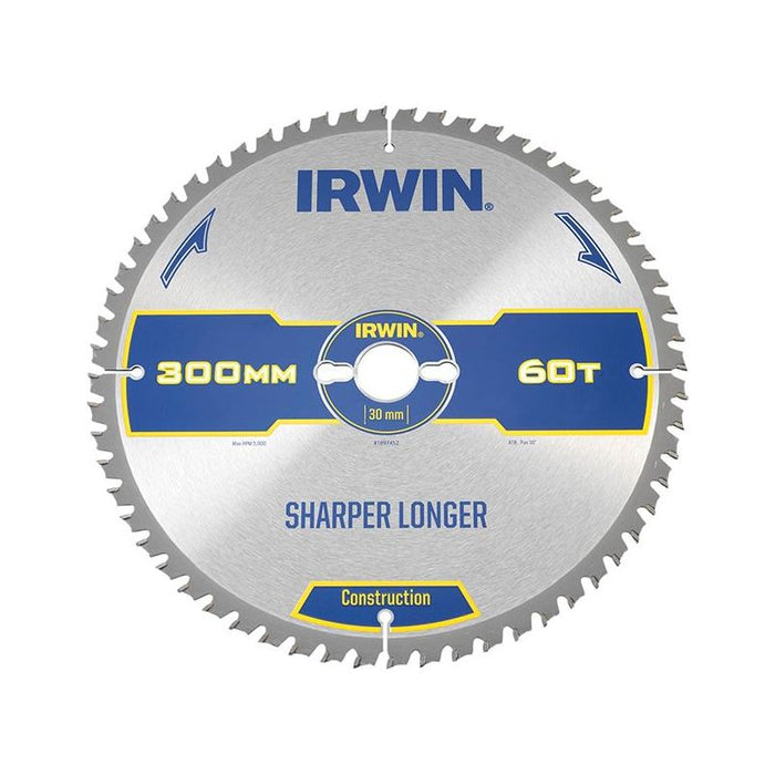 Irwin® Construction Table & Mitre Circular Saw Blade 300 x 30mm x 60T ATB IRWIN® - Town Tools