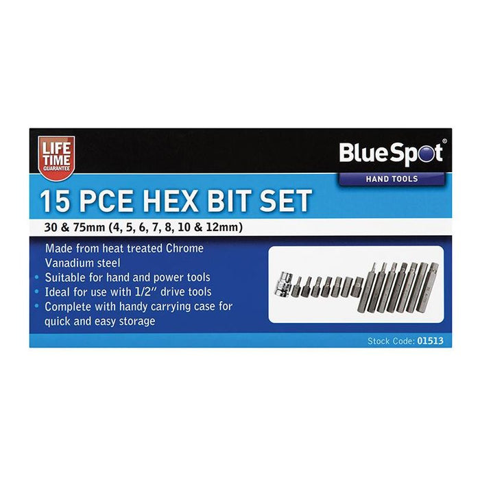 Bluespot Tools Hex Bit Set, 15 Piece BlueSpot Tools - Town Tools