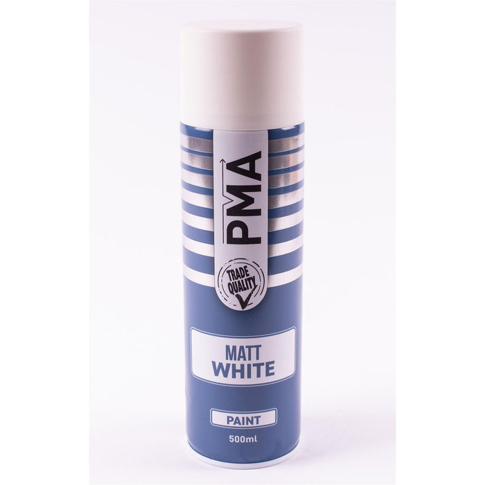 12 x PMA Aerosol Spray Paint Matt White Acrylic High Coverage 500ml PMA - Town Tools 