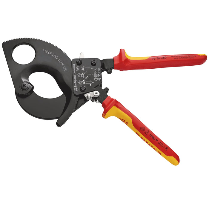 KNIPEX 95 36 280 VDE Heavy Duty Cable Cutter, Ratchet Action, 280mm - 95 36 280