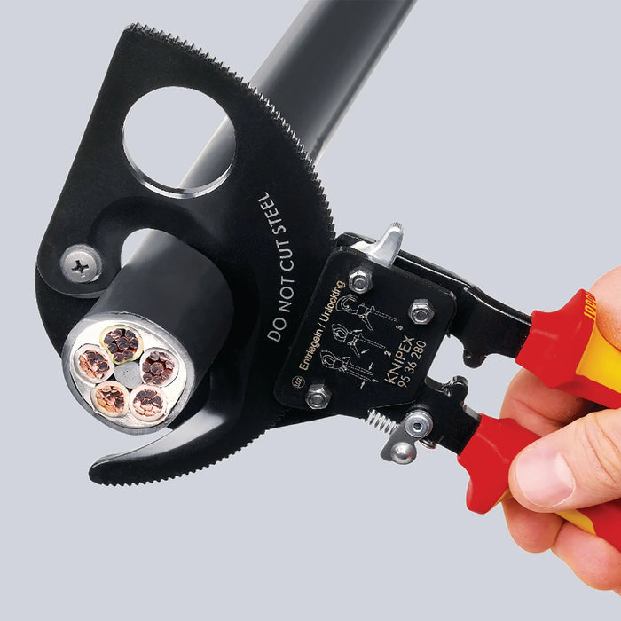 KNIPEX 95 36 280 VDE Heavy Duty Cable Cutter, Ratchet Action, 280mm - 95 36 280
