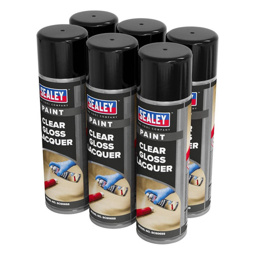 Sealey Gloss Lacquer 500ml, Clear - Pack of 6 SCS065 Sealey - Town Tools 