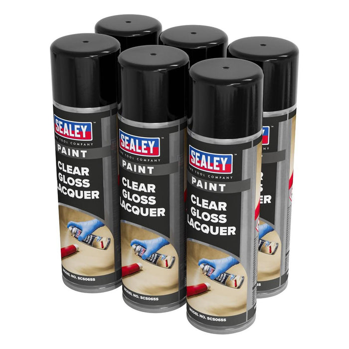 Sealey Gloss Lacquer 500ml, Clear - Pack of 6 SCS065 Sealey - Town Tools 