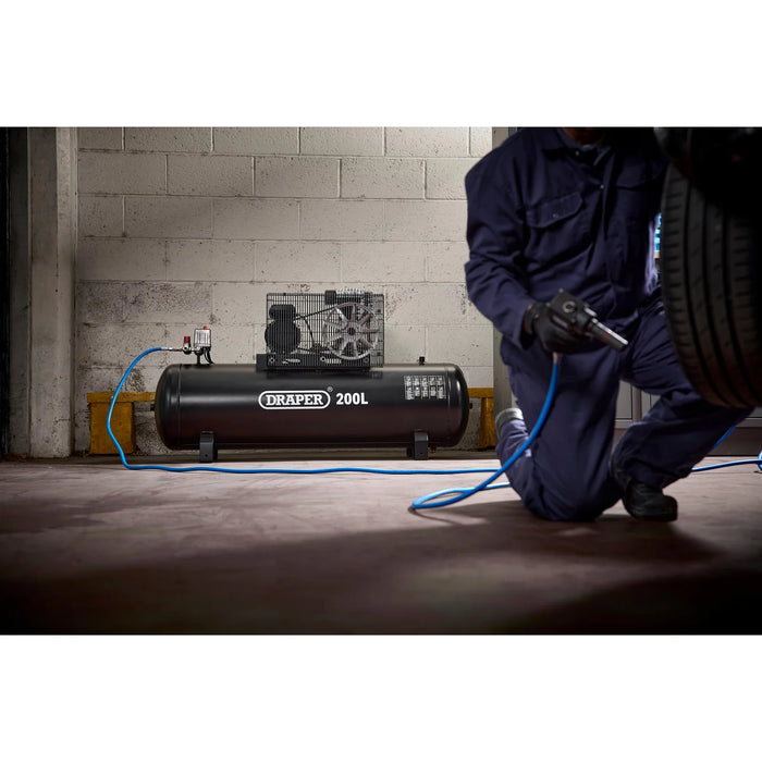 Draper 230V 200L Stationary Belt-Driven Air Compressor, 2.2kW/3HP - DA200/369S