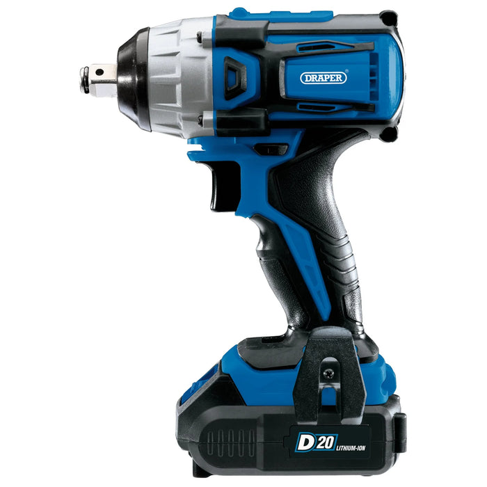 D20 20V Brushless Impact Wrench, 1/2" Sq. Dr., 250Nm, 2 x 2.0Ah Batteries, 1 x