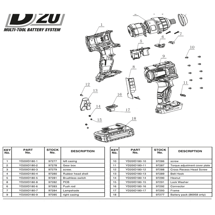 Draper CONNECTER Power Tool Accessory YD20ID180-16