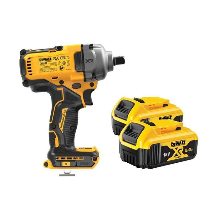 Dewalt Power Tools DCF892P2T XR BL High Torque 1/2in Impact Wrench 18V 2 x 5.0Ah Li-ion DeWALT Power Tools - Town Tools