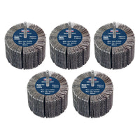 Sealey 80 x 40mm Abrasive Flap Wheel on 6mm Shaft 60Grit - Pack of 5 FW8040605