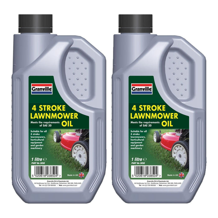 2 x Granville 4 Stroke Lawnmower Oil Garden Machinery Oil Fluid SAE 30 1 Litre Granville - Town Tools 