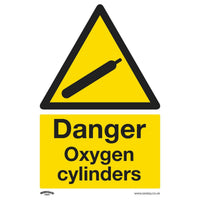 Sealey Danger Oxygen Cylinders Warning Safety Sign Self-Adhesive Vinyl