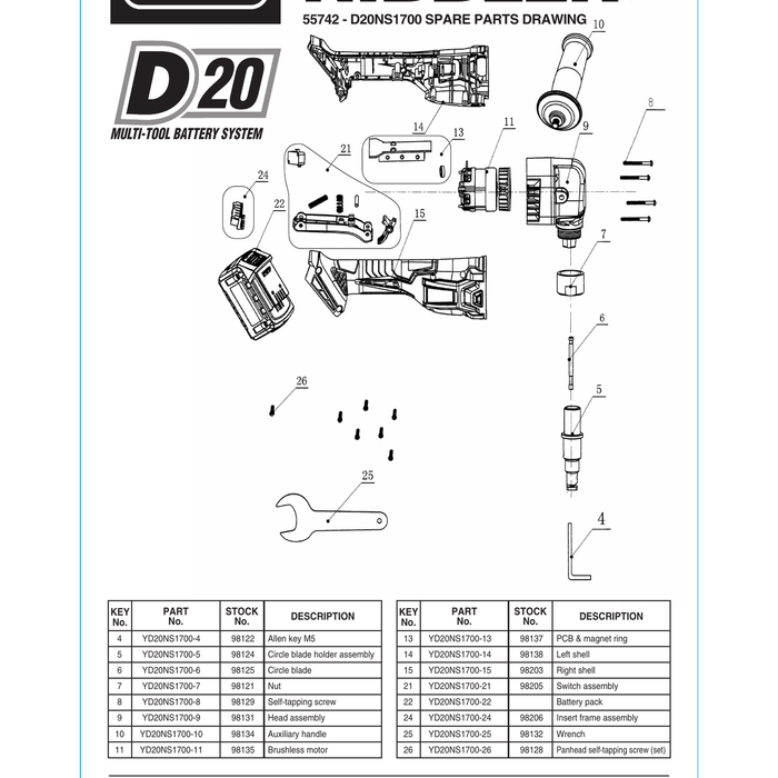 Draper Wrench Model YD20NS1700-25