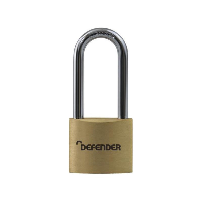 Defender Brass Padlock Long Shackle 40mm Keyed Alike DEFENDER - Town Tools