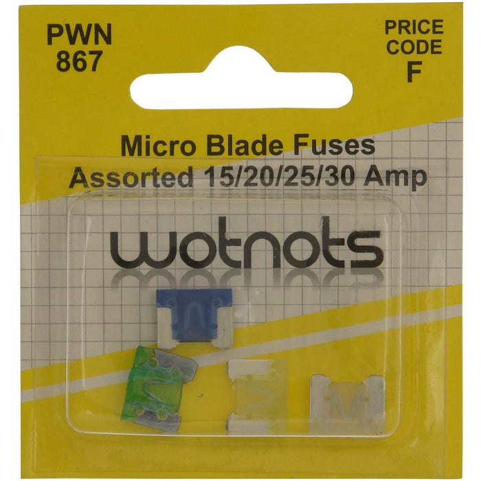 Wot-Nots Fuses - Micro Blade - Assorted - Pack Of 4 (15A/20A/25A/30A)