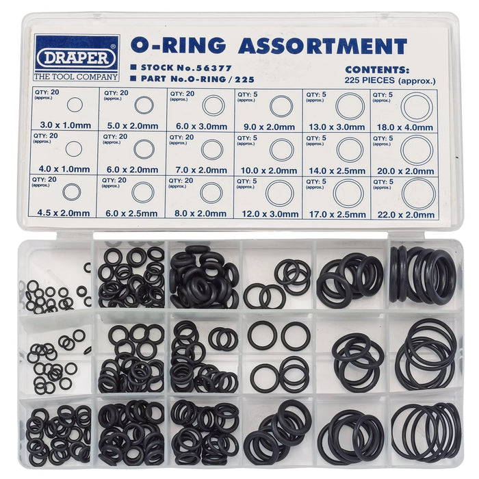 Draper O-Ring Assortment (225 Piece) - O-RING/225