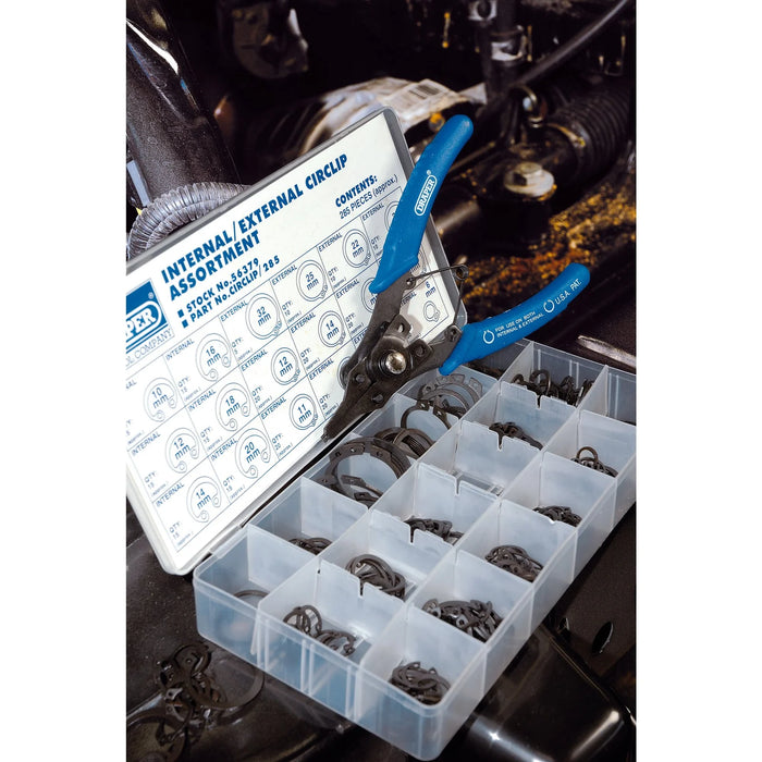 Draper Internal and External Circlip Assortment (285 Piece) - CIRCLIP/285
