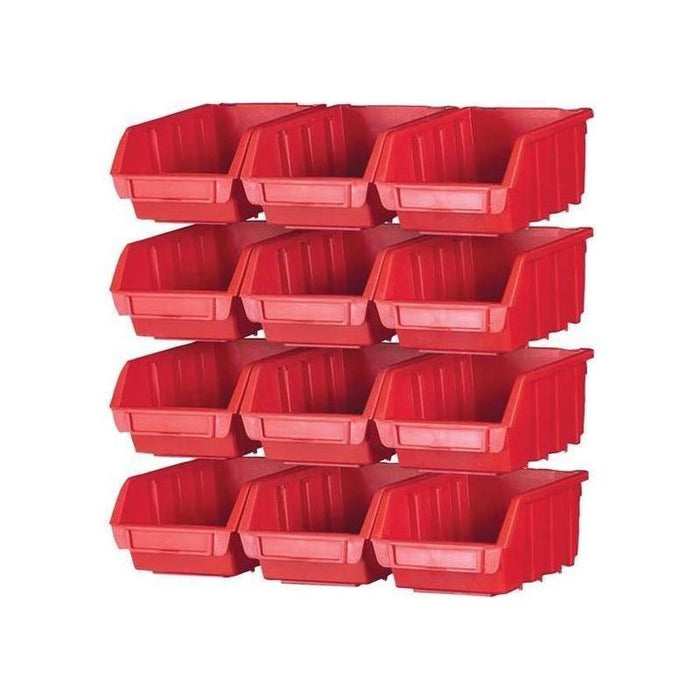 Faithfull 12 Plastic Storage Bins with Wall Mounting Rails Faithfull - Town Tools