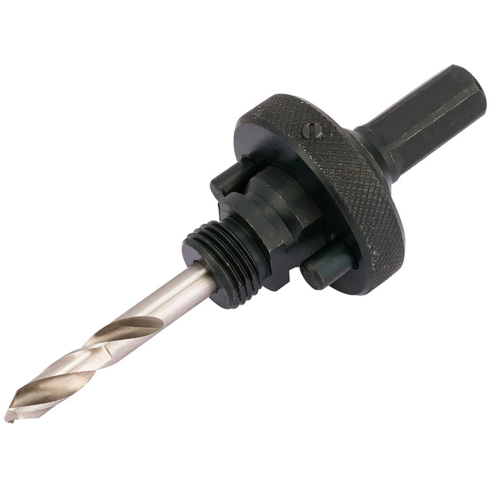 Draper Quick Release Hex. Shank Holesaw Arbor with HSS Pilot Drill