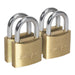 Sealey Brass Body Padlock with Brass Cylinder 40mm Keyed Alike Pack of 4 S0992 Siegen by Sealey - Town Tools 