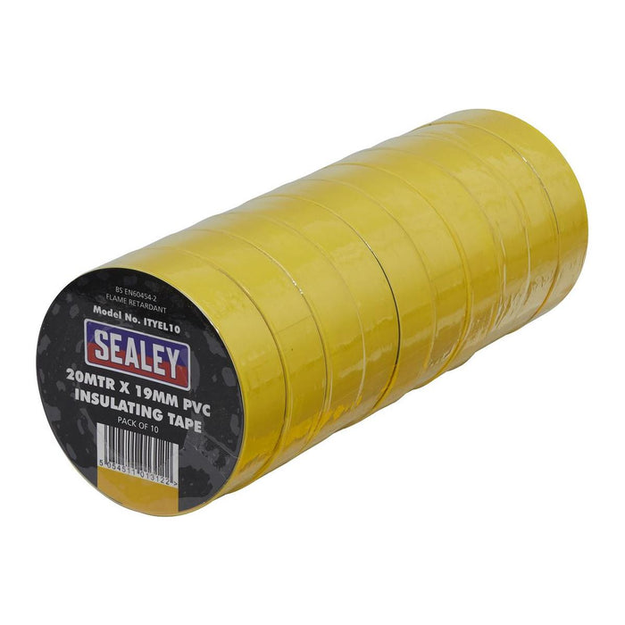 Sealey PVC Insulating Tape 19mm x 20m Yellow Pack of 10 ITYEL10 Sealey - Town Tools 