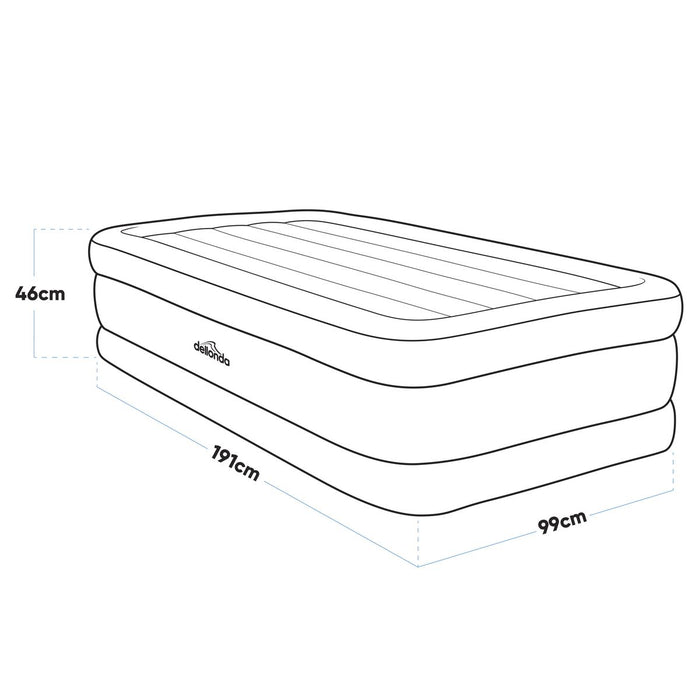 Dellonda Raised Air Bed with Built-in Electric Pump & Storage Bag - Single