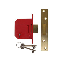 Union StrongBOLT 2100S BS 5 Lever Mortice Deadlock 81mm 3in Satin Brass Box
