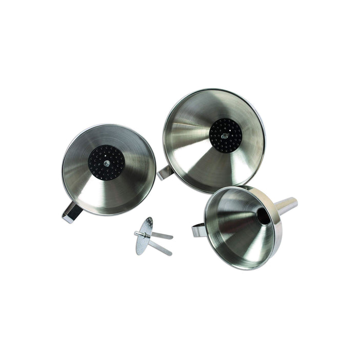 Laser Stainless Steel Funnel Set 3pc 7099