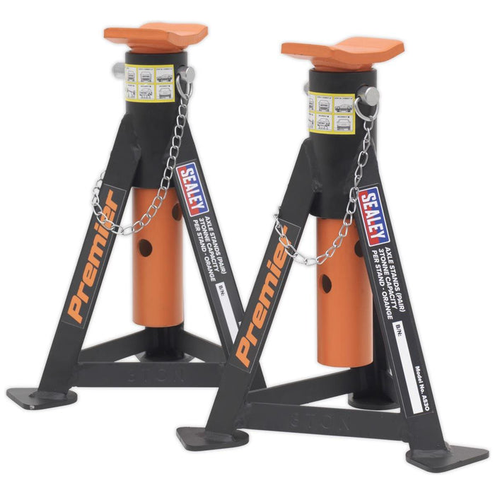 Sealey AXLe Stands (Pair) 3 Tonne Capacity per Stand Orange AS3O