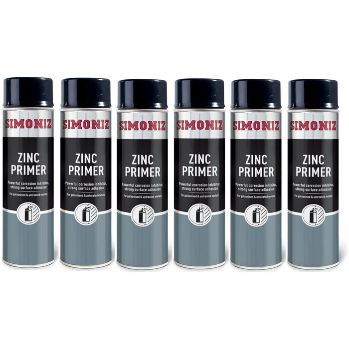 6x Simoniz Zinc Metal Primer Auto Car Spray Paint 500ml Aerosol SIMP10D Simoniz - Town Tools 