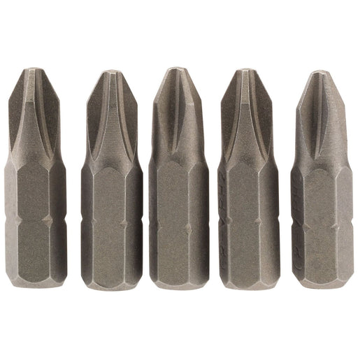 Draper Cross Slot Insert Bit, 1/4" Hex, 25mm Long, No.2 (Pack of 5) 64018 Draper - Town Tools 