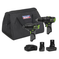 2 x SV10.8 Series Cordless Combi Drill & Impact Driver Kit 10.8V - 2 Batteries