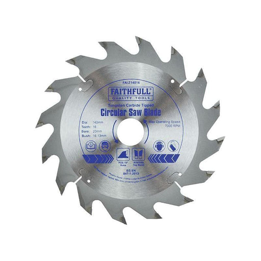 Faithfull TCT Circular Saw Blade 140 x 20mm x 16T POS Faithfull - Town Tools