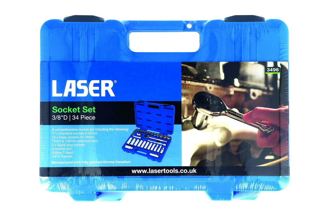 Laser Socket Set 3/8"D 34pc 3496