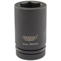 Draper Expert HI-TORQ 6 Point Deep Impact Socket, 1" Sq. Dr., 34mm