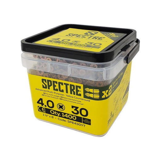 Forgefix Spectre™ PZ Compatible Wood Screw CSK ZYP 4.0 x 30mm Tub 1400 ForgeFix - Town Tools