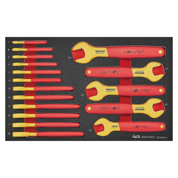 Teng Tools Insulated Spanner Set FOAM3 17 Pieces Teng Tools - Town Tools 