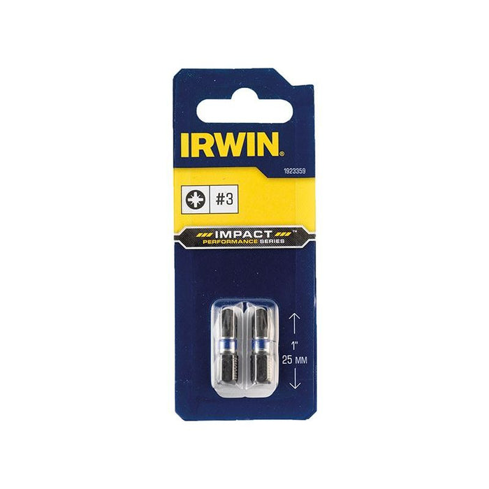 Irwin® Impact Screwdriver Bits Pozi PZ1 25mm (Pack 2) IRWIN® - Town Tools