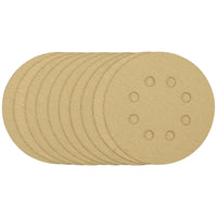Draper Gold Sanding Discs with Hook & Loop, 125mm, 120 Grit, 8 Dust Extraction