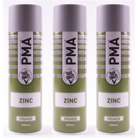 3x Autotek Professional Zinc Primer 500ml Spray Paint High Coverage