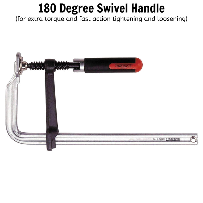 Teng Tools F-Type Clamp Swivel Handle 250 x 120mm Teng Tools - Town Tools 